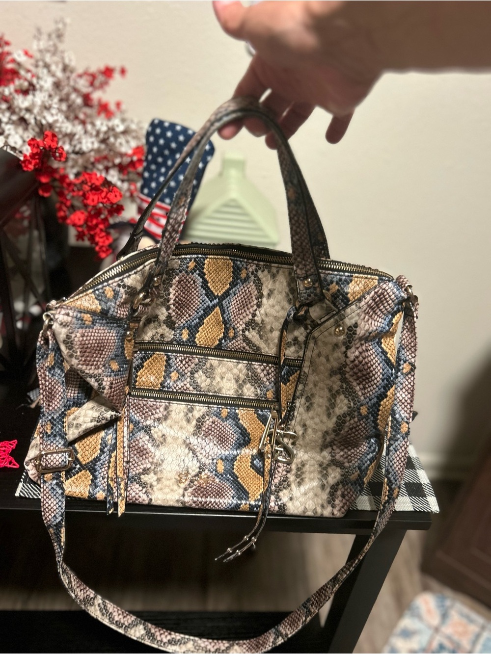 Jessica Simpson Multicolor Snake-Print Satchel Handbag/Crossbody